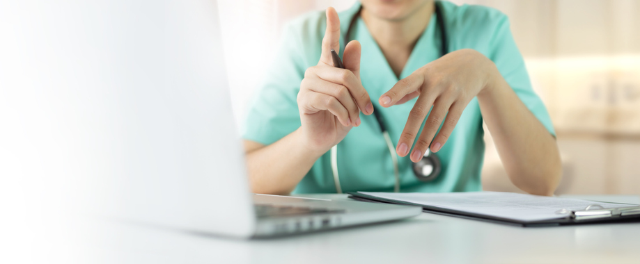 nurse on computer